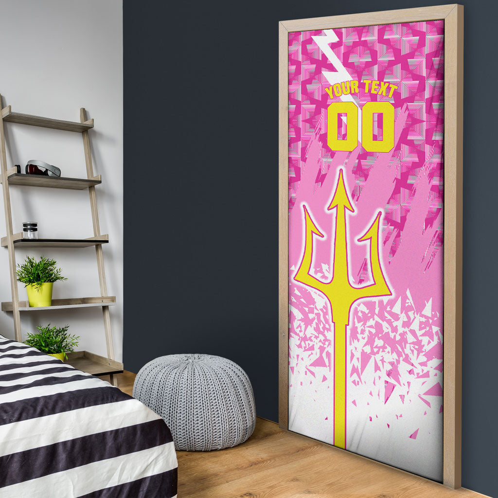Personalized Barbados Tridents Cricket Door Cover Trident Graphic Splash Pattern Caribbean Sport
