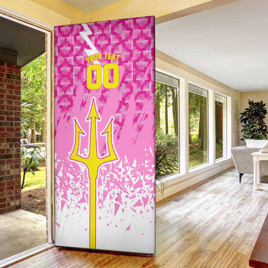 Personalized Barbados Tridents Cricket Door Cover Trident Graphic Splash Pattern Caribbean Sport
