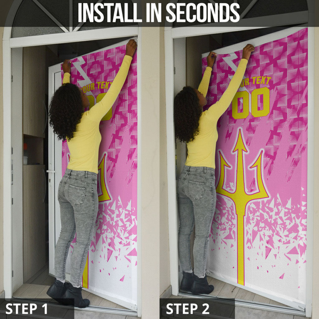 Personalized Barbados Tridents Cricket Door Cover Trident Graphic Splash Pattern Caribbean Sport