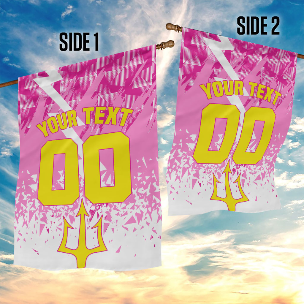 Personalized Barbados Tridents Cricket Garden Flag Trident Graphic Splash Pattern Caribbean Sport