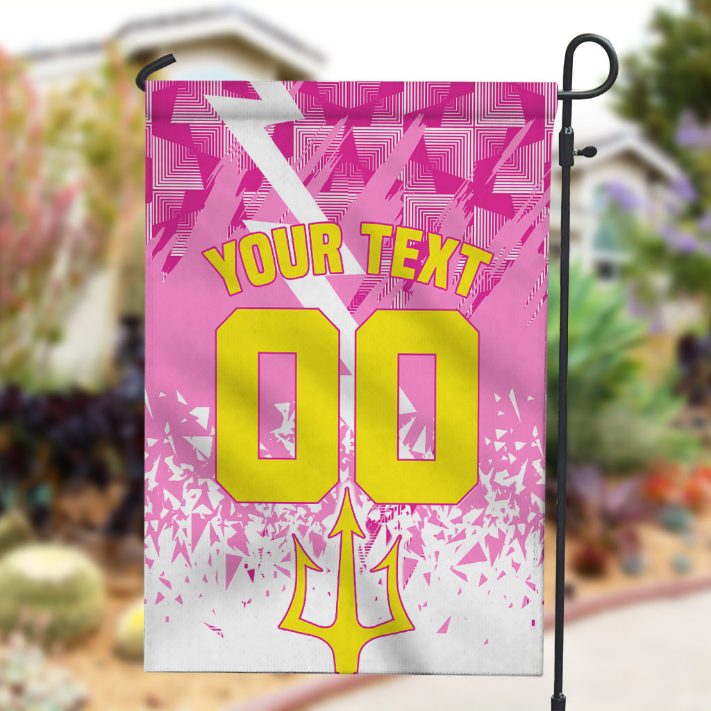 Personalized Barbados Tridents Cricket Garden Flag Trident Graphic Splash Pattern Caribbean Sport