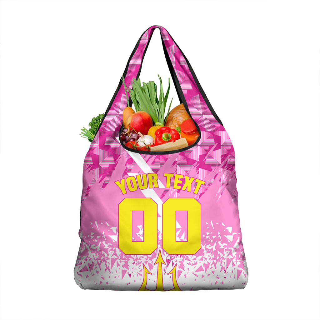 Personalized Barbados Tridents Cricket Grocery Bag Trident Graphic Splash Pattern Caribbean Sport
