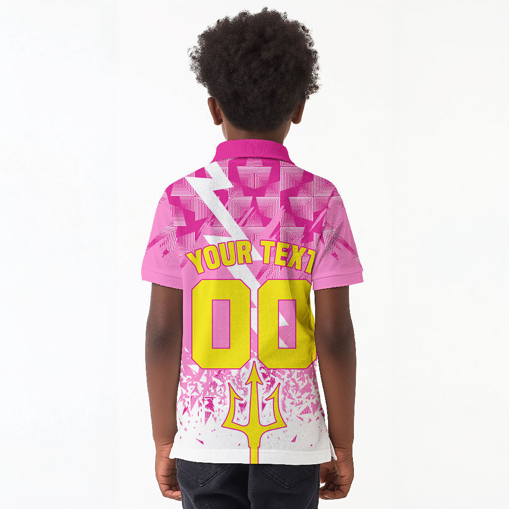 Personalized Barbados Tridents Cricket Kid Polo Shirt Trident Graphic Splash Pattern Caribbean Sport