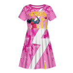 Personalized Barbados Tridents Cricket Kid Short Sleeve Dress Trident Graphic Splash Pattern Caribbean Sport