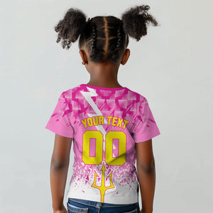 Personalized Barbados Tridents Cricket Kid T shirt Trident Graphic Splash Pattern Caribbean Sport