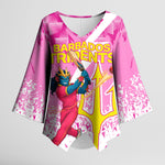 Personalized Barbados Tridents Cricket Kimono Sleeve Blouse Trident Graphic Splash Pattern Caribbean Sport