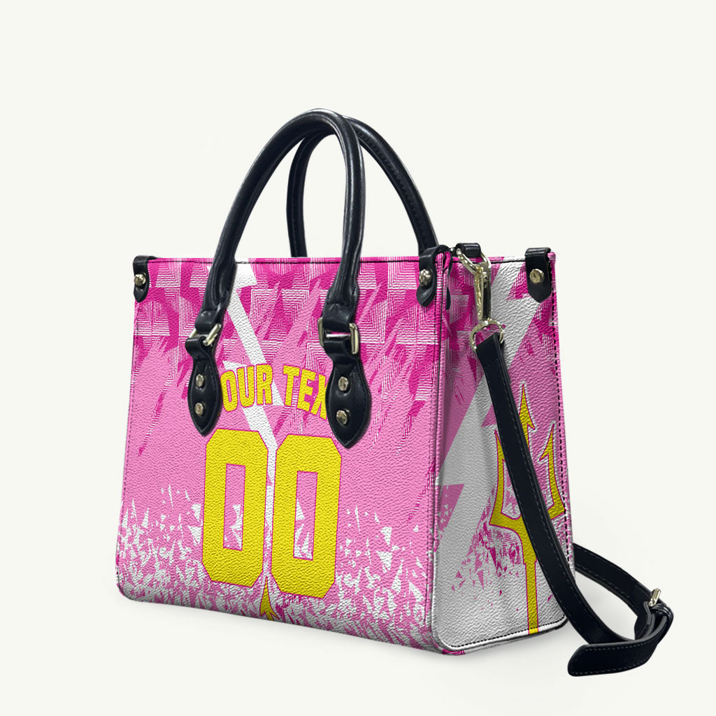 Personalized Barbados Tridents Cricket Leather Bag Trident Graphic Splash Pattern Caribbean Sport