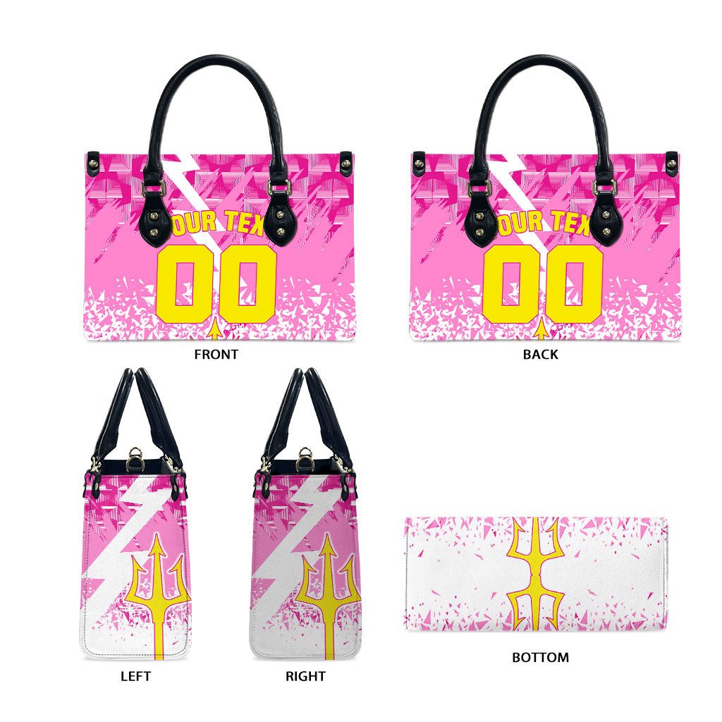 Personalized Barbados Tridents Cricket Leather Bag Trident Graphic Splash Pattern Caribbean Sport