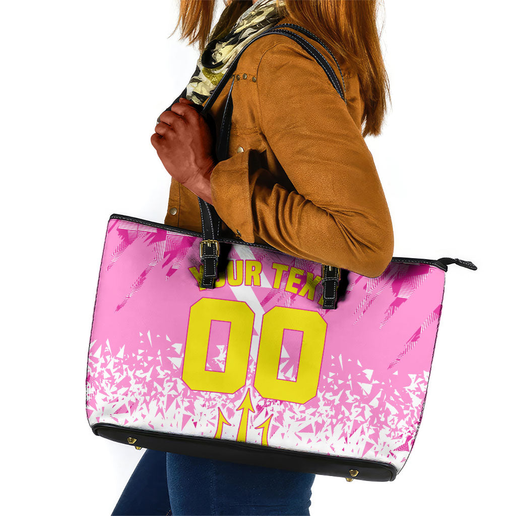 Personalized Barbados Tridents Cricket Leather Tote Bag Trident Graphic Splash Pattern Caribbean Sport