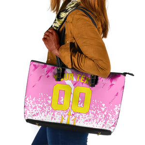 Personalized Barbados Tridents Cricket Leather Tote Bag Trident Graphic Splash Pattern Caribbean Sport