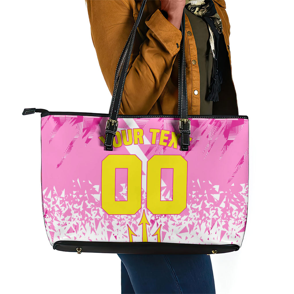 Personalized Barbados Tridents Cricket Leather Tote Bag Trident Graphic Splash Pattern Caribbean Sport