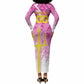 Personalized Barbados Tridents Cricket Long Sleeve Bodycon Dress Trident Graphic Splash Pattern Caribbean Sport