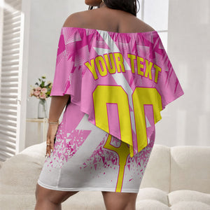 Personalized Barbados Tridents Cricket Off Shoulder Short Dress Trident Graphic Splash Pattern Caribbean Sport