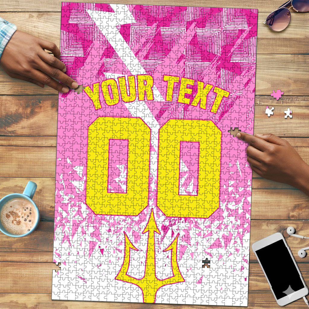 Personalized Barbados Tridents Cricket Puzzle Trident Graphic Splash Pattern Caribbean Sport