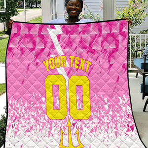 Personalized Barbados Tridents Cricket Quilt Trident Graphic Splash Pattern Caribbean Sport