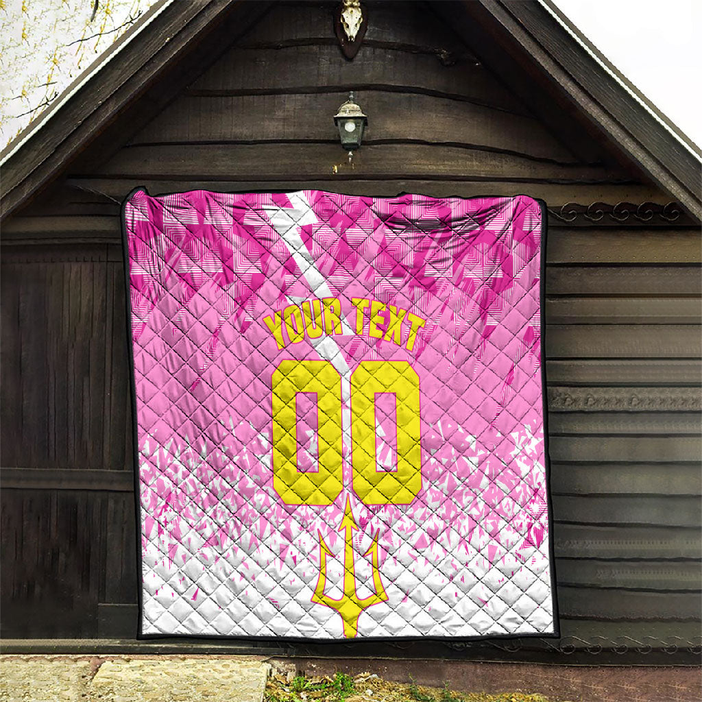 Personalized Barbados Tridents Cricket Quilt Trident Graphic Splash Pattern Caribbean Sport