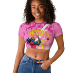 Personalized Barbados Tridents Cricket Raglan Cropped T shirt Trident Graphic Splash Pattern Caribbean Sport