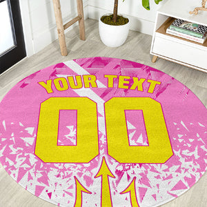 Personalized Barbados Tridents Cricket Round Carpet Trident Graphic Splash Pattern Caribbean Sport
