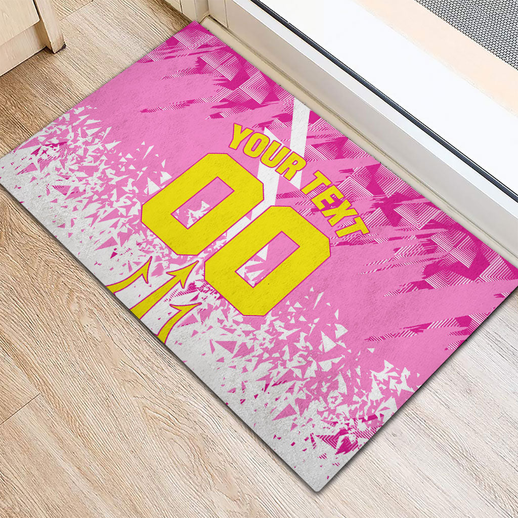 Personalized Barbados Tridents Cricket Rubber Doormat Trident Graphic Splash Pattern Caribbean Sport