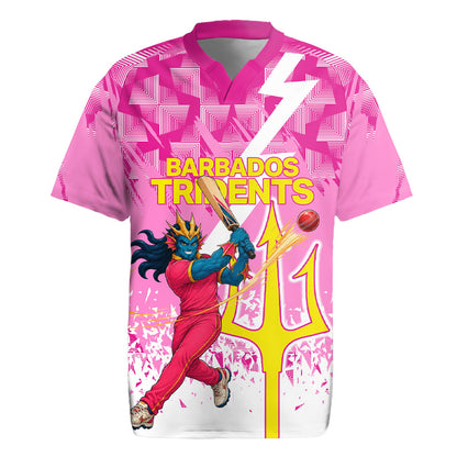 Personalized Barbados Tridents Cricket Rugby Jersey Trident Graphic Splash Pattern Caribbean Sport