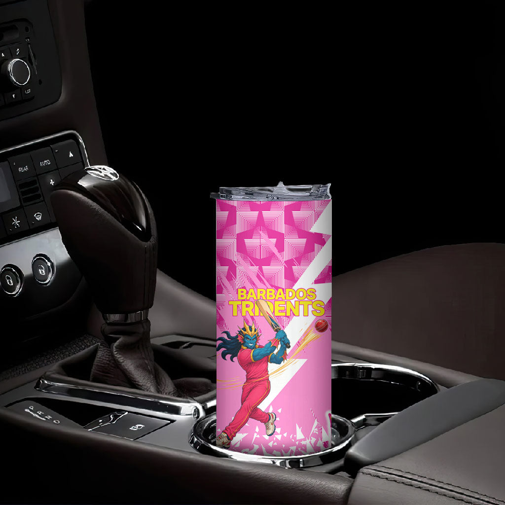 Personalized Barbados Tridents Cricket Skinny Tumbler Trident Graphic Splash Pattern Caribbean Sport