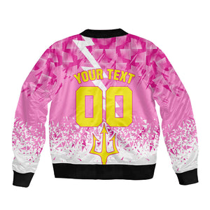 Personalized Barbados Tridents Cricket Sleeve Zip Bomber Jacket Trident Graphic Splash Pattern Caribbean Sport