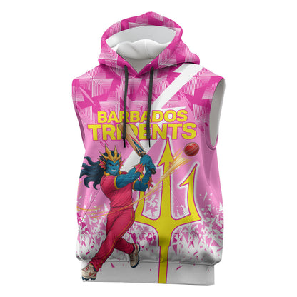 Personalized Barbados Tridents Cricket Sleeveless Hoodie Trident Graphic Splash Pattern Caribbean Sport