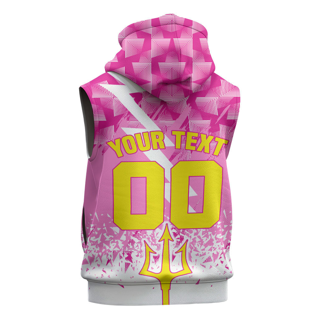 Personalized Barbados Tridents Cricket Sleeveless Hoodie Trident Graphic Splash Pattern Caribbean Sport