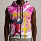Personalized Barbados Tridents Cricket Sleeveless Zip Hoodie Trident Graphic Splash Pattern Caribbean Sport
