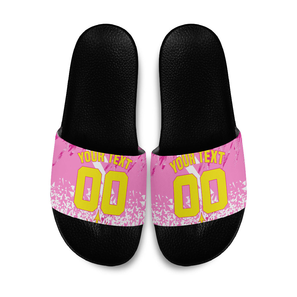 Personalized Barbados Tridents Cricket Slide Sandals Trident Graphic Splash Pattern Caribbean Sport