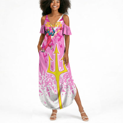 Personalized Barbados Tridents Cricket Summer Maxi Dress Trident Graphic Splash Pattern Caribbean Sport