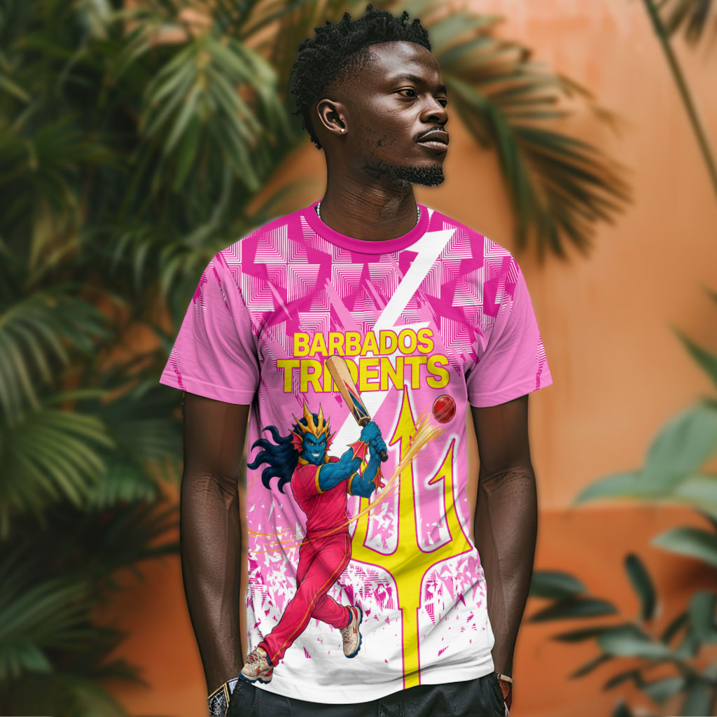 Personalized Barbados Tridents Cricket T shirt Trident Graphic Splash Pattern Caribbean Sport