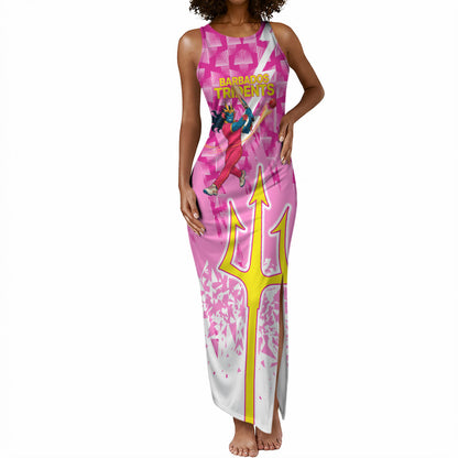 Personalized Barbados Tridents Cricket Tank Maxi Dress Trident Graphic Splash Pattern Caribbean Sport