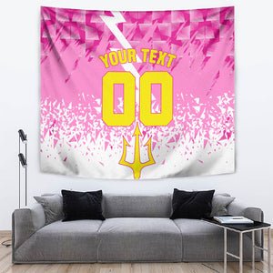 Personalized Barbados Tridents Cricket Tapestry Trident Graphic Splash Pattern Caribbean Sport