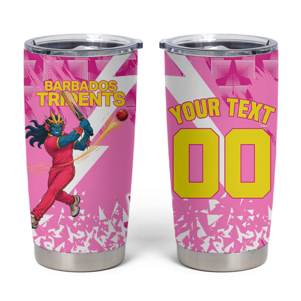 Personalized Barbados Tridents Cricket Tumbler Cup Trident Graphic Splash Pattern Caribbean Sport