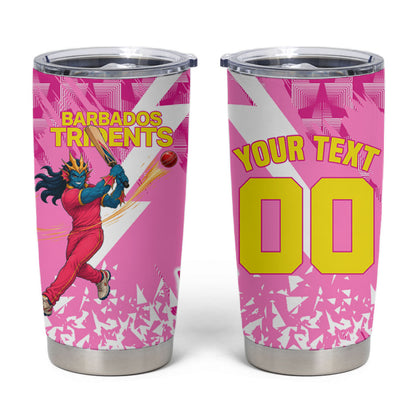 Personalized Barbados Tridents Cricket Tumbler Cup Trident Graphic Splash Pattern Caribbean Sport