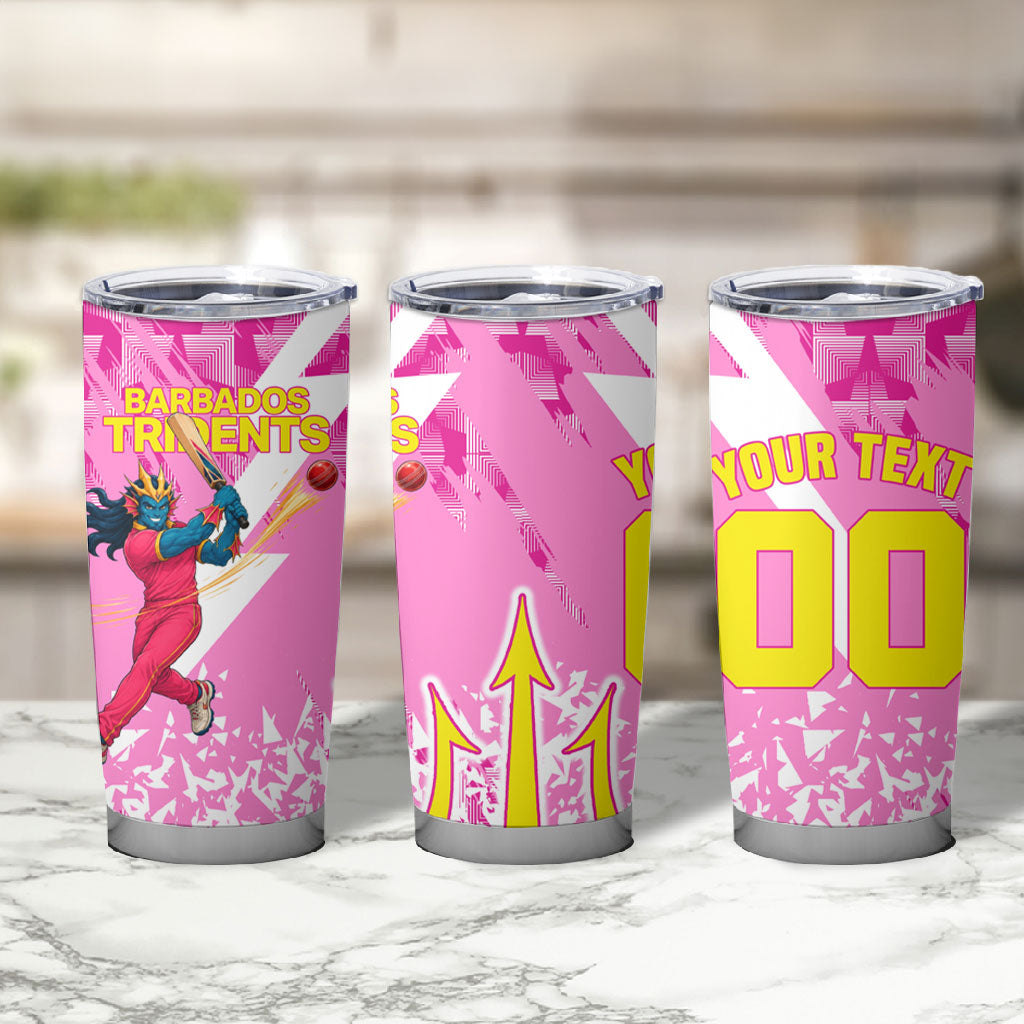 Personalized Barbados Tridents Cricket Tumbler Cup Trident Graphic Splash Pattern Caribbean Sport