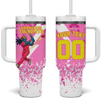 Personalized Barbados Tridents Cricket Tumbler With Handle Trident Graphic Splash Pattern Caribbean Sport