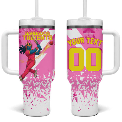 Personalized Barbados Tridents Cricket Tumbler With Handle Trident Graphic Splash Pattern Caribbean Sport
