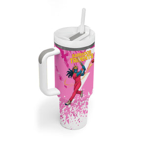 Personalized Barbados Tridents Cricket Tumbler With Handle Trident Graphic Splash Pattern Caribbean Sport