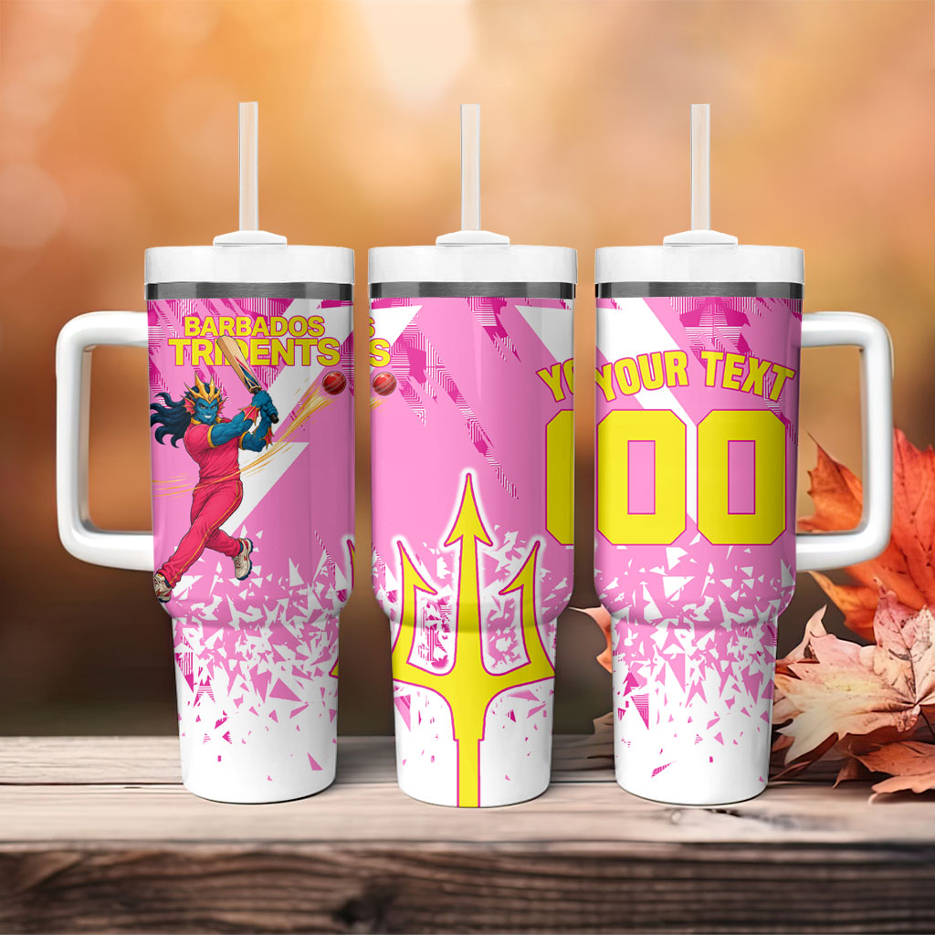 Personalized Barbados Tridents Cricket Tumbler With Handle Trident Graphic Splash Pattern Caribbean Sport