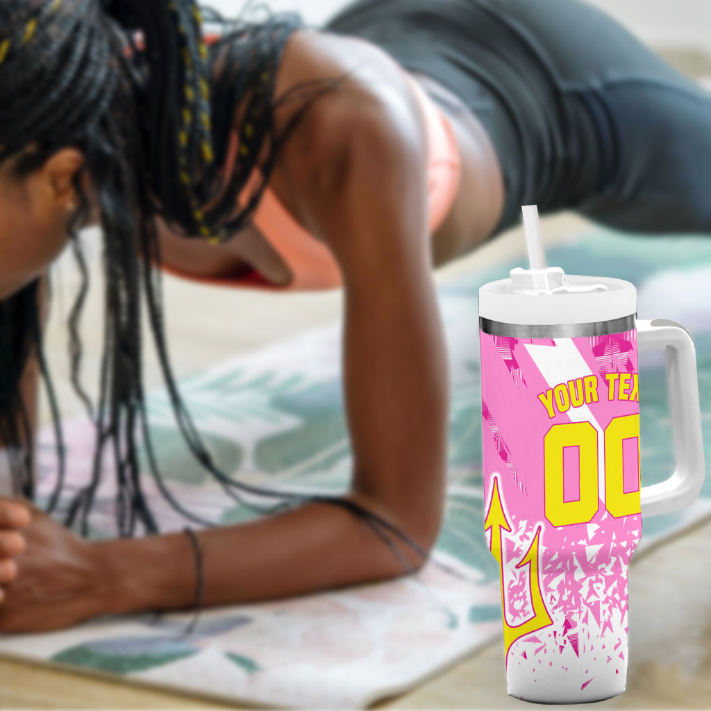 Personalized Barbados Tridents Cricket Tumbler With Handle Trident Graphic Splash Pattern Caribbean Sport