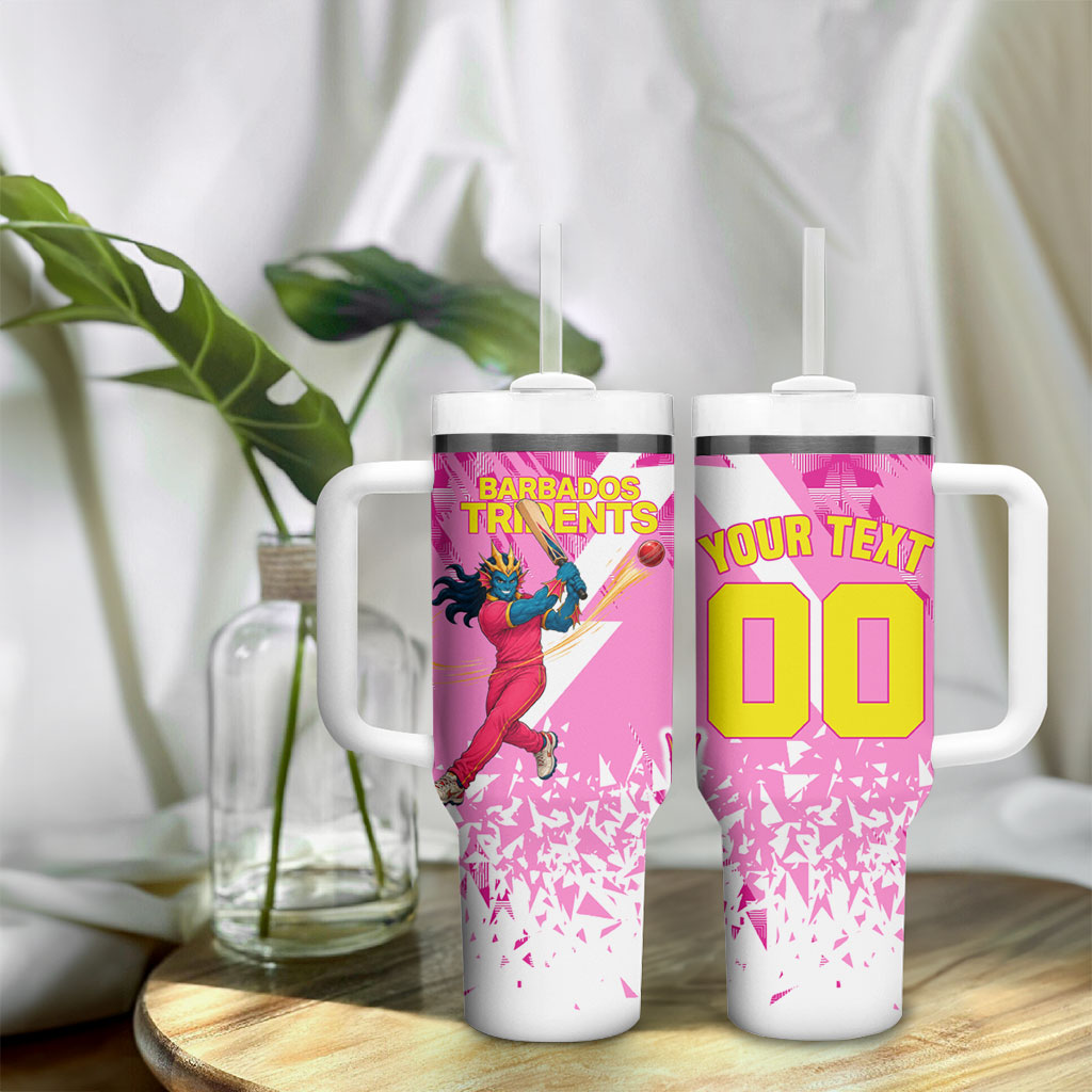Personalized Barbados Tridents Cricket Tumbler With Handle Trident Graphic Splash Pattern Caribbean Sport