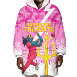 Personalized Barbados Tridents Cricket Wearable Blanket Hoodie Trident Graphic Splash Pattern Caribbean Sport