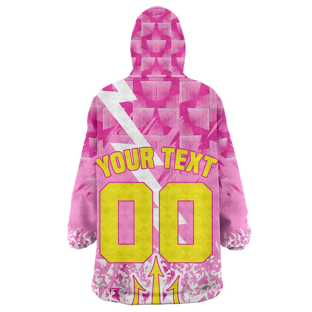 Personalized Barbados Tridents Cricket Wearable Blanket Hoodie Trident Graphic Splash Pattern Caribbean Sport