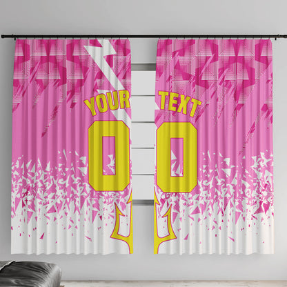 Personalized Barbados Tridents Cricket Window Curtain Trident Graphic Splash Pattern Caribbean Sport