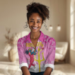 Personalized Barbados Tridents Cricket Women Casual Shirt Trident Graphic Splash Pattern Caribbean Sport