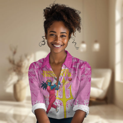Personalized Barbados Tridents Cricket Women Casual Shirt Trident Graphic Splash Pattern Caribbean Sport