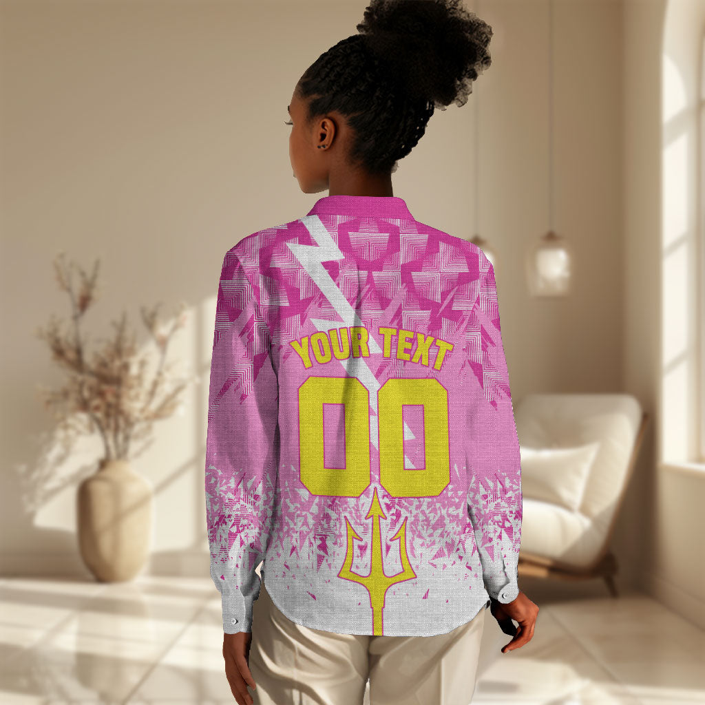Personalized Barbados Tridents Cricket Women Casual Shirt Trident Graphic Splash Pattern Caribbean Sport
