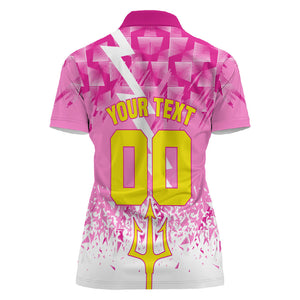 Personalized Barbados Tridents Cricket Women Polo Shirt Trident Graphic Splash Pattern Caribbean Sport
